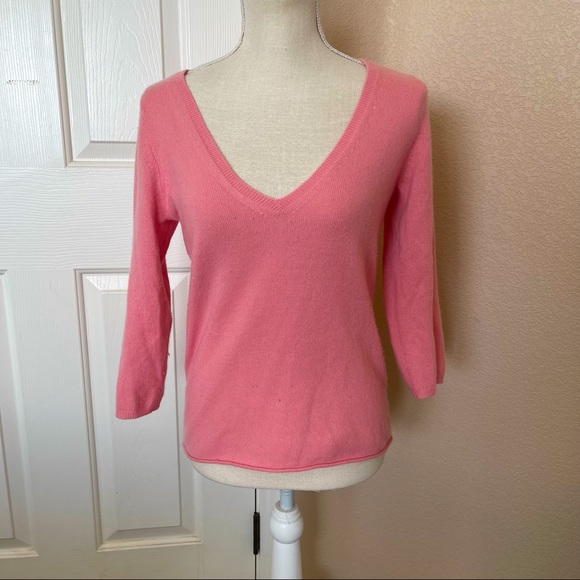 J.Crew 100% Cashmere V-neck Light Pink Sweater medium - Picture 4 of 6